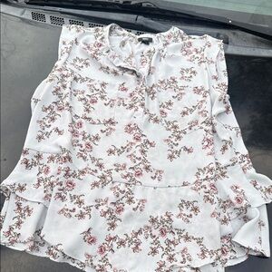 Mossimo Supply Co. White and Pink Floral Blouse